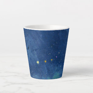 Caneca De Café Latte Abstrato Starry Sky Watercolor Nebula Galaxy