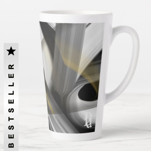 Caneca De Café Latte Abstrato Trend Interior Decor Preto (Criador carregado)