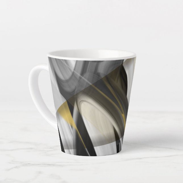 Caneca De Café Latte Abstrato Trend Interior Decor Preto (Ângulo esquerdo)