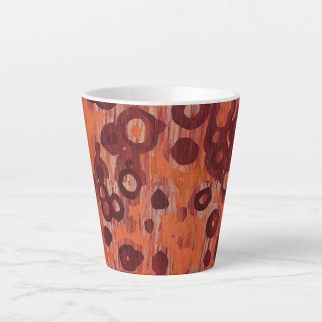 Caneca De Café Latte abstrato vermelho e laranja (Frente)