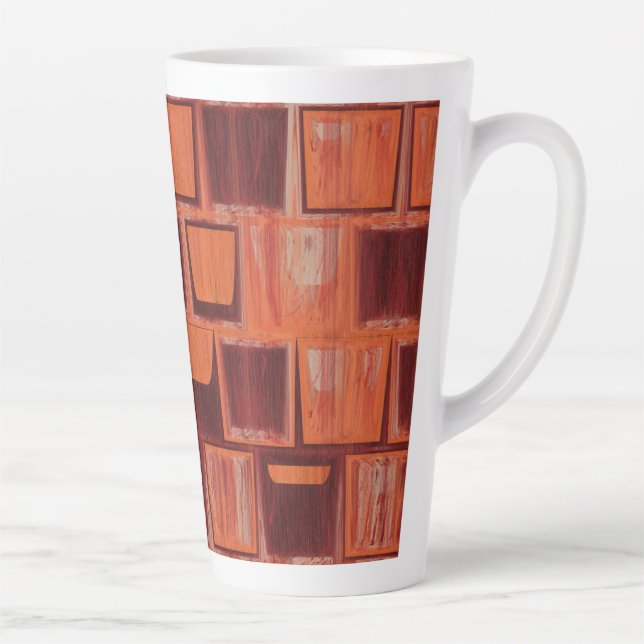 Caneca De Café Latte abstrato vermelho e laranja (Direita)
