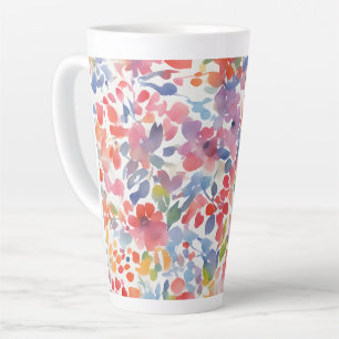 Caneca De Café Latte Abstrato Watercolor - Florais Perdidos
