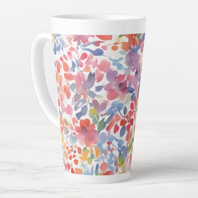 Caneca De Café Latte Abstrato Watercolor - Florais Perdidos (Ângulo esquerdo)