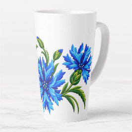 Caneca De Café Latte Açafrões Azuis com Visual Bordado