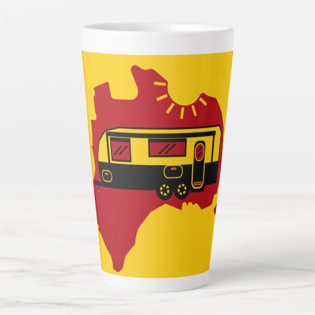 Caneca De Café Latte Acampamento Caravan australiano (Frente)