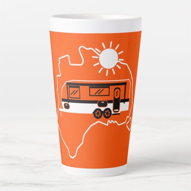 Caneca De Café Latte Acampamento Caravan australiano (Frente)