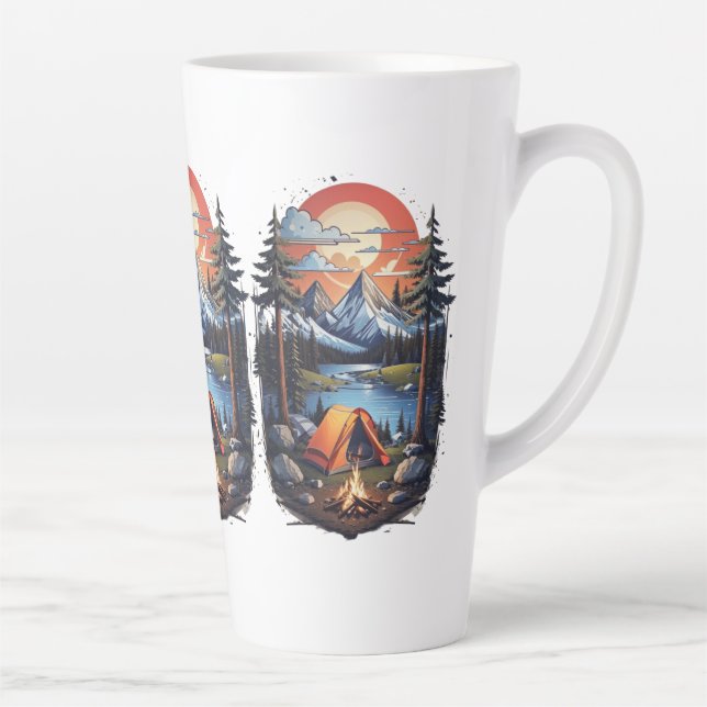 Caneca De Café Latte Acampamento nas montanhas (Direita)