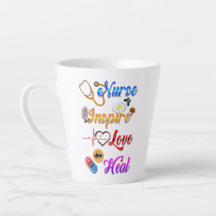 Caneca De Café Latte Acanonato de Bebidas Enfermeira Inspire Amor Cura