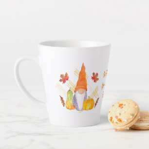 Caneca De Café Latte Ação de Graças de Fall Gnomo