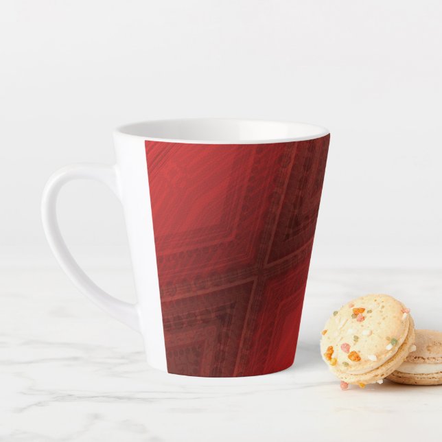 Caneca De Café Latte Aceitação | Padrão de Boho Eclético Vermelho (In Situ)