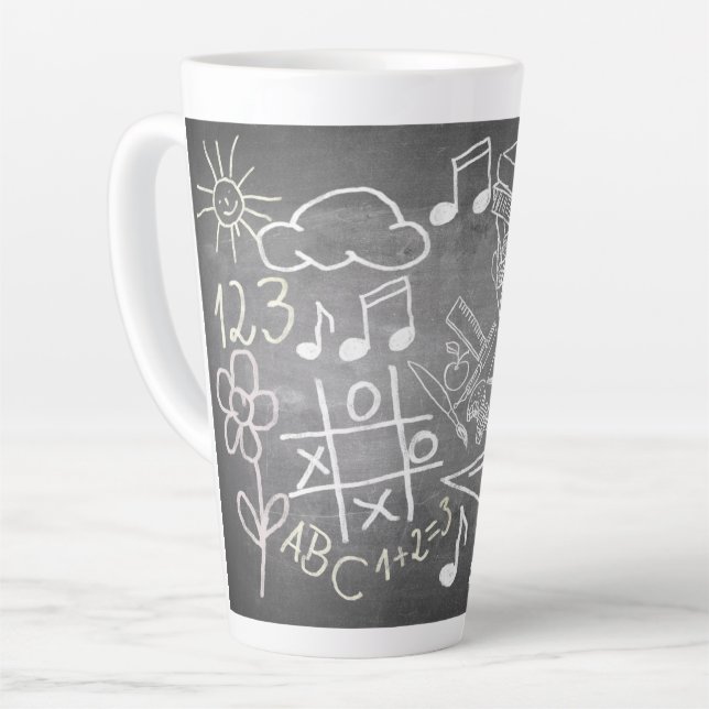 Caneca De Café Latte Acessórios para matrícula no estilo quadro negro (Ângulo esquerdo)