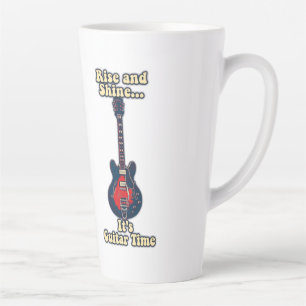 Caneca De Café Latte Acorde e brilhe. é hora do violão. motivacional