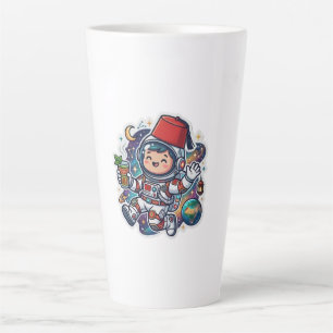 Caneca De Café Latte Adesivo de Astronauta Marroquino Fofo Kawaii de Ch