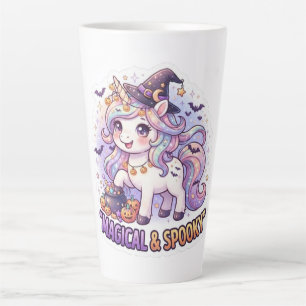 Caneca De Café Latte Adesivo de Unicórnio Mágico e Assustador de Hallow
