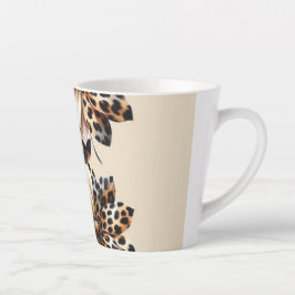 Caneca De Café Latte Adesivo para Laptop Estampa de Animal Chita & Flor