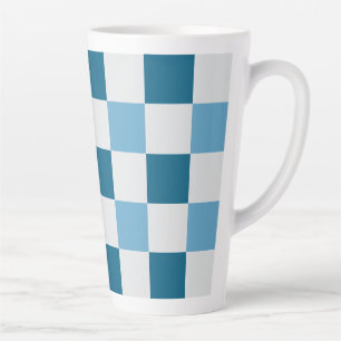 Caneca De Café Latte Adesivo Quadrado Do Quadro De Verificação Branco E