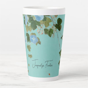 Caneca De Café Latte Adição de Caligrafia Minimalista Floral Elegante