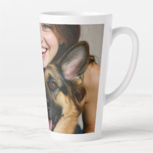 Caneca De Café Latte Adicionar Foto de Pastor Alemão Personalizar