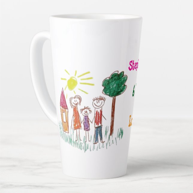 Caneca De Café Latte Adicione a Trabalho de arte do seu Filho a isto (Ângulo esquerdo)