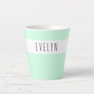 Caneca De Café Latte Adicione seu nome Skinny Font Typography Mint Gree