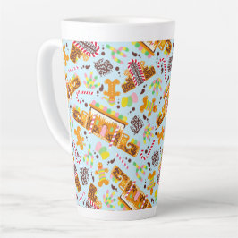 Caneca De Café Latte Adobe Gingerbread House com Gomas
