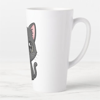 Caneca De Café Latte Adorable Cartoon Black Cat