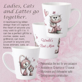 Caneca De Café Latte Adorable Cats Illustrations Latte Mug
