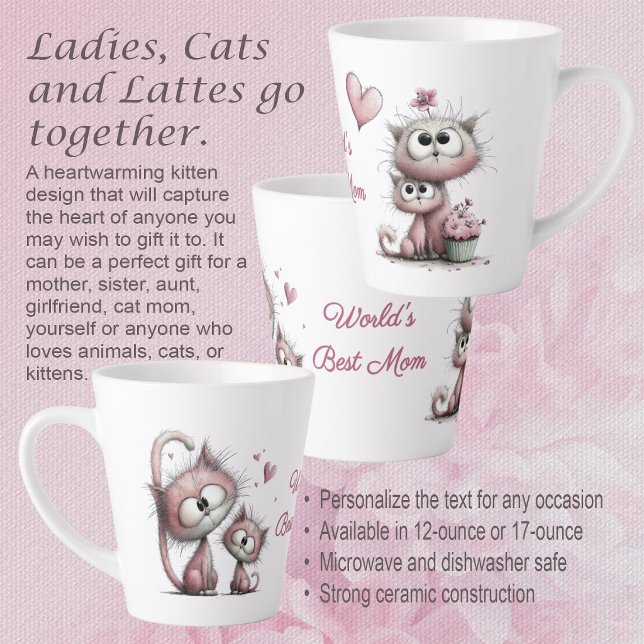 Caneca De Café Latte Adorable Cats Illustrations Latte Mug (Criador carregado)