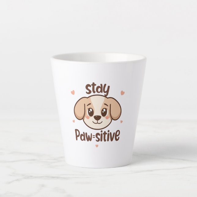 Caneca De Café Latte Adorable Dog Lover Optimist Quote (Frente)