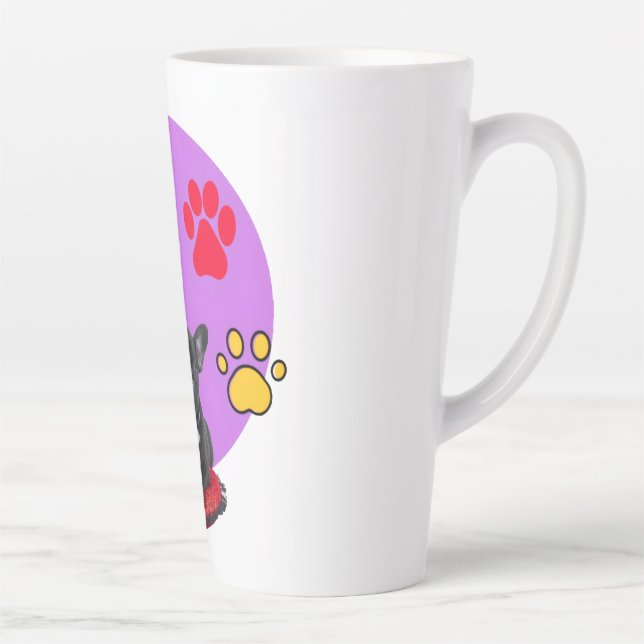 Caneca De Café Latte Adorable frienchie puppy with hearts  (Direita)