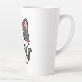 Caneca De Café Latte Adorable Kawaii Tabby Kitten Illustration