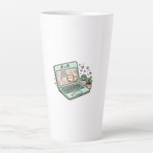 Caneca De Café Latte Adoráveis Vibrações Kawaii Relaxantes para Laptop 