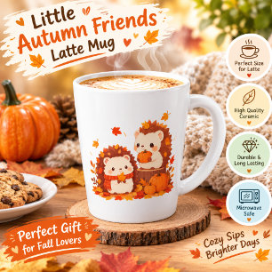 Caneca De Café Latte Adoráveisouriços de Outono – Animais Kawaii da Flo