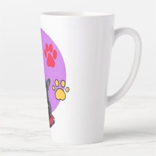 Caneca De Café Latte Adorável cachorrinho frenchie com corações 