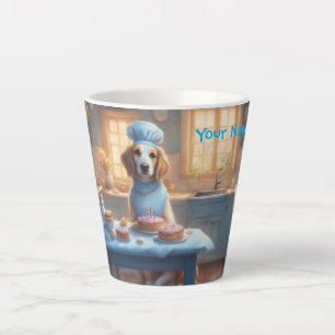 Caneca De Café Latte Adorável cachorro com chapéu de chef em cozinha Co
