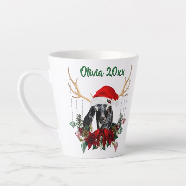 Caneca De Café Latte Adorável Criança de Cabra Nubiana de Natal (Esquerda)