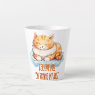 Caneca De Café Latte Adorável Laranja Tabby Cat. Estou tentando o meu m