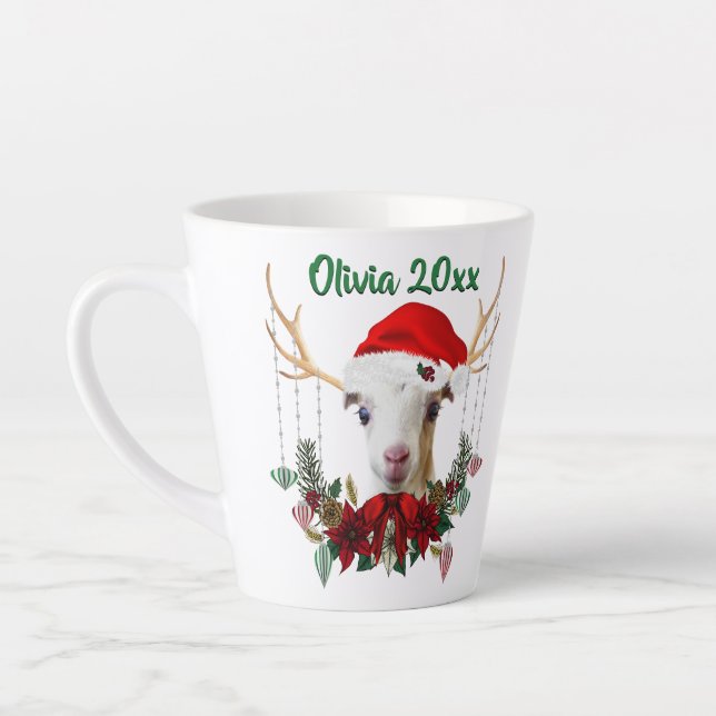 Caneca De Café Latte Adorável Natal LaMancha Goat Kid (Esquerda)