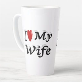 Caneca De Café Latte Adoro o texto preto fofo da minha esposa