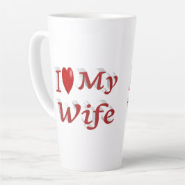 Caneca De Café Latte Adoro o texto vermelho fofo da minha esposa