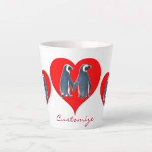 Caneca De Café Latte Adoro Pássaros Casais Pinguins Corações Thunder