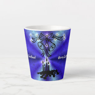 Caneca De Café Latte Advento, Artdeco de Natal no Arco Verde Azul