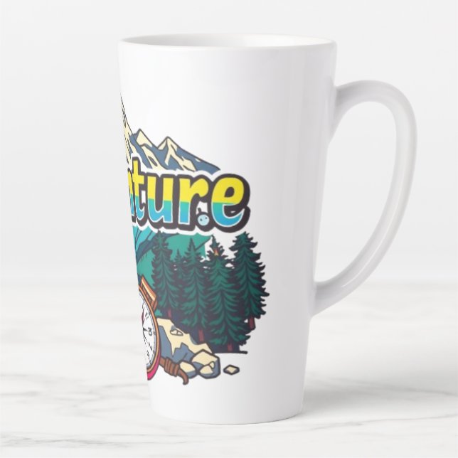 Caneca De Café Latte Adventure Mountain – Outdoor Hiking Nature Design  (Direita)