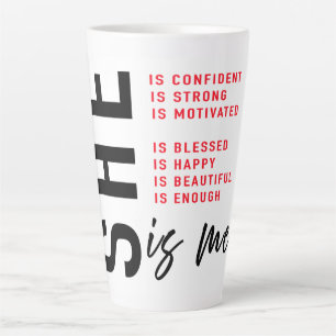 Caneca De Café Latte Afirmações Empoderadoras para Ela