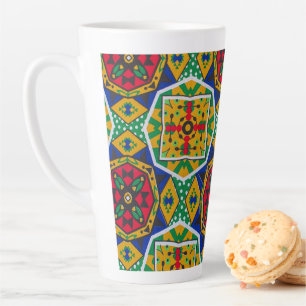 Caneca De Café Latte African Geometric Mosaic Ankole Style Textile Prin