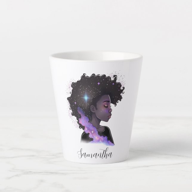 Caneca De Café Latte Afro-Mulher (Frente)