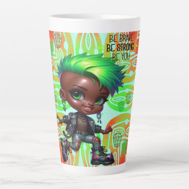 Caneca De Café Latte Afropunk Seja Corajoso (Frente)