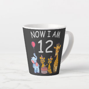 Caneca De Café Latte Agora eu tenho 12 anos de idade Aniversário de 12 