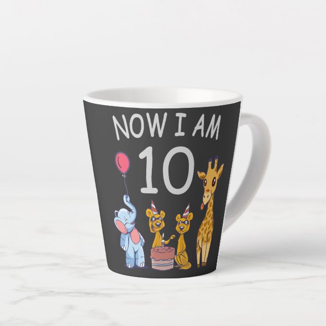 Caneca De Café Latte Agora tenho 10 anos no décimo aniversário do Zoo (Ângulo direito)
