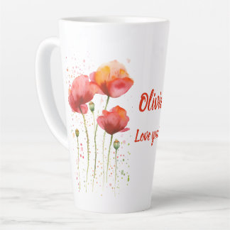 Caneca De Café Latte Agosto flor de nascimento Papoilas vermelhas Cama 
